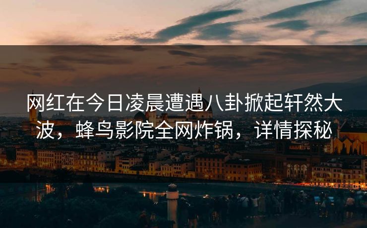 网红在今日凌晨遭遇八卦掀起轩然大波,蜂鸟影院全网炸锅,详情探秘 网红在今日凌晨遭遇八卦掀起轩然大波,蜂鸟影院全网炸锅,详情探秘