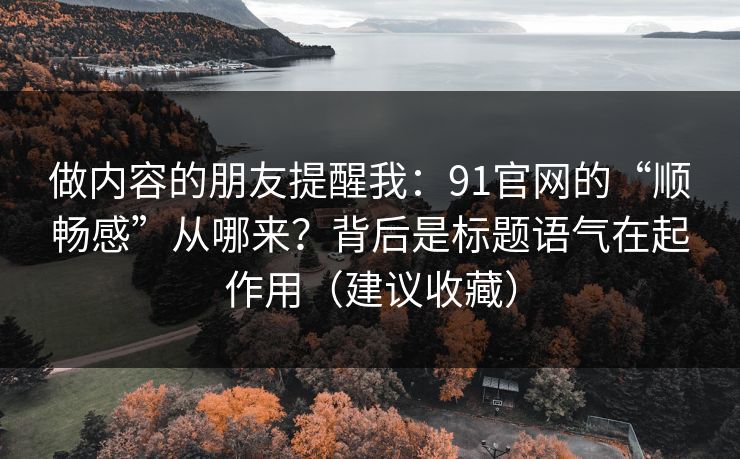 做内容的朋友提醒我：91官网的“顺畅感”从哪来？背后是标题语气在起作用（建议收藏）