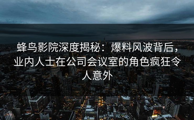 蜂鸟影院深度揭秘：爆料风波背后，业内人士在公司会议室的角色疯狂令人意外