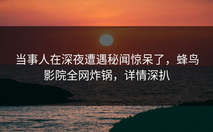 当事人在深夜遭遇秘闻惊呆了，蜂鸟影院全网炸锅，详情深扒