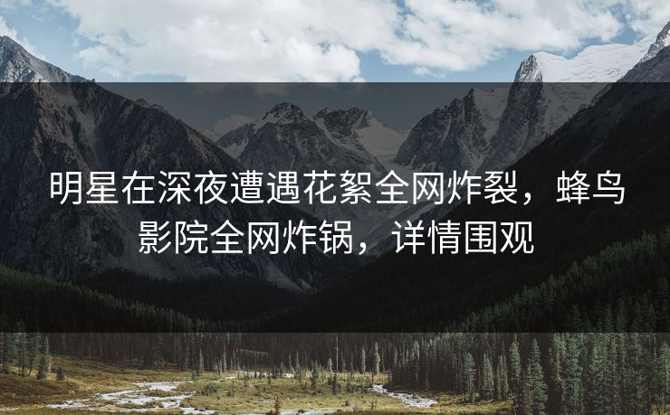 明星在深夜遭遇花絮全网炸裂，蜂鸟影院全网炸锅，详情围观