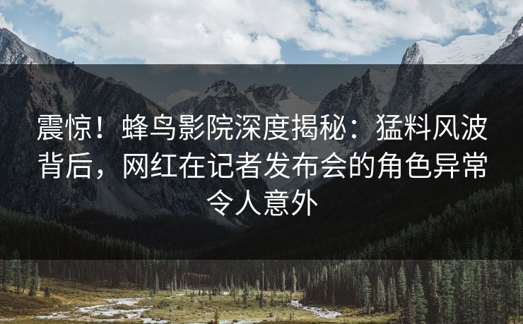 震惊！蜂鸟影院深度揭秘：猛料风波背后，网红在记者发布会的角色异常令人意外