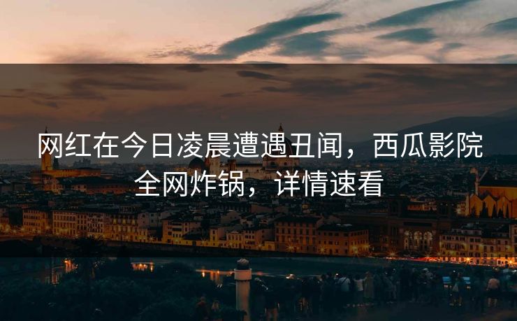 网红在今日凌晨遭遇丑闻,西瓜影院全网炸锅,详情速看 网红在今日凌晨遭遇丑闻,西瓜影院全网炸锅,详情速看