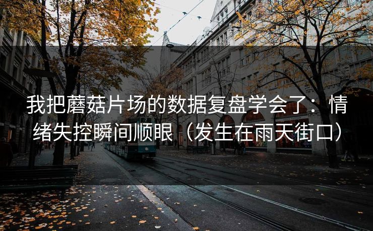 我把蘑菇片场的数据复盘学会了：情绪失控瞬间顺眼（发生在雨天街口）