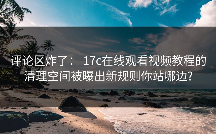 评论区炸了： 17c在线观看视频教程的清理空间被曝出新规则你站哪边?