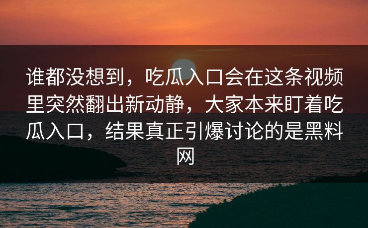 谁都没想到，吃瓜入口会在这条视频里突然翻出新动静，大家本来盯着吃瓜入口，结果真正引爆讨论的是黑料网